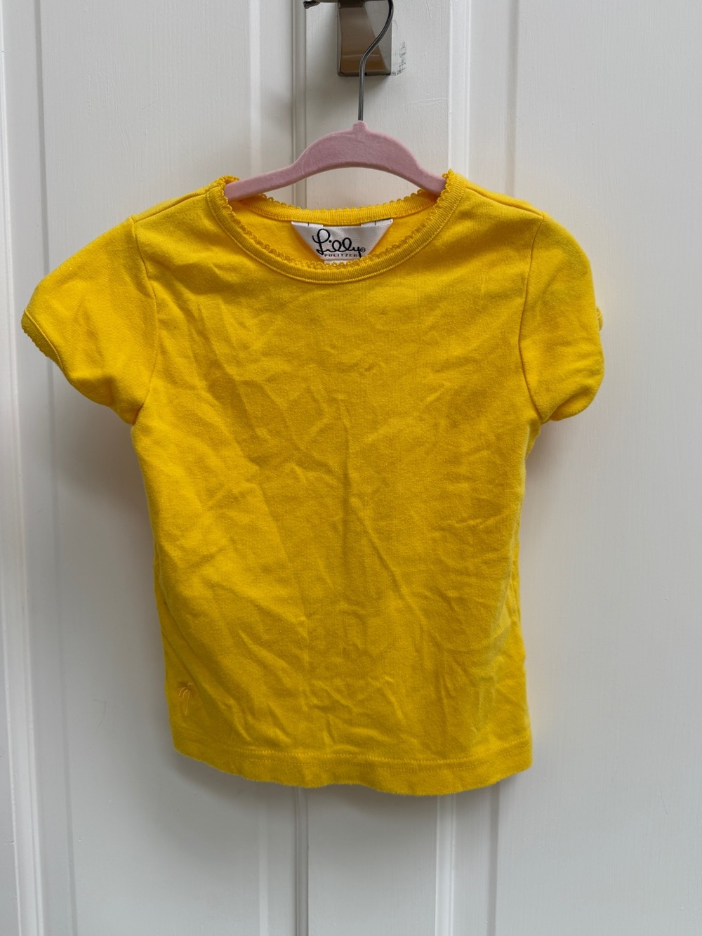 Lilly Pulitzer Girls Yellow Short Sleeve Tee Shirt Top Blouse